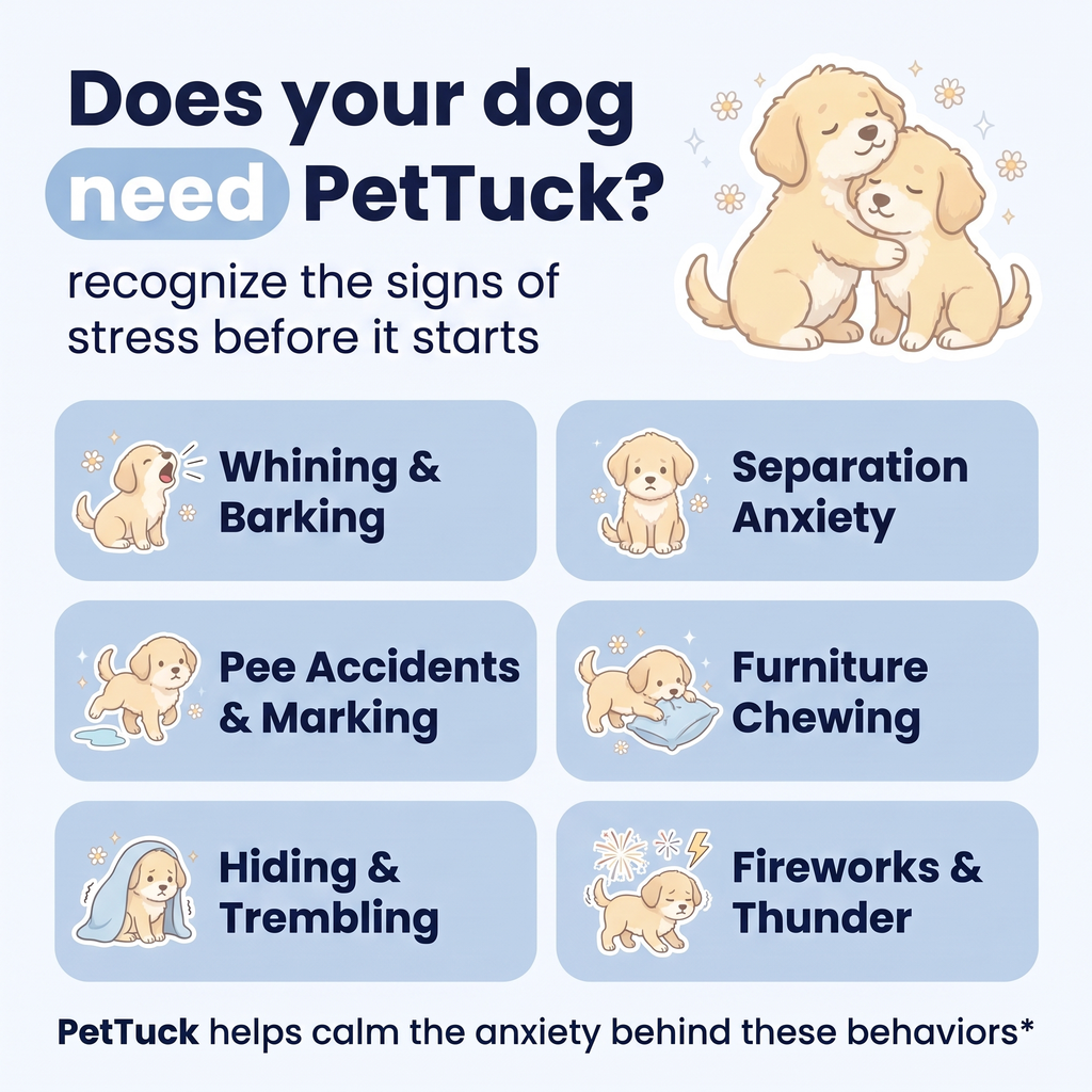 PetTuck Card 1 — Does your dog need PetTuck (signs of stress)